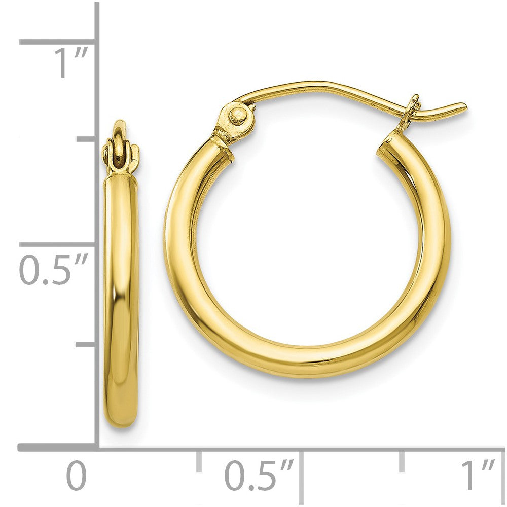 10K Gelbgold Poliert 2mm Röhre Creolen