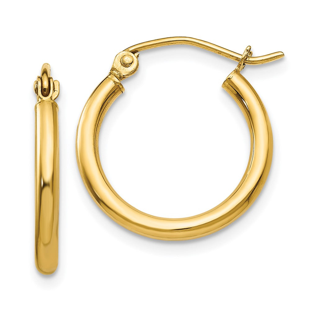 10K Gelbgold Poliert 2mm Röhre Creolen