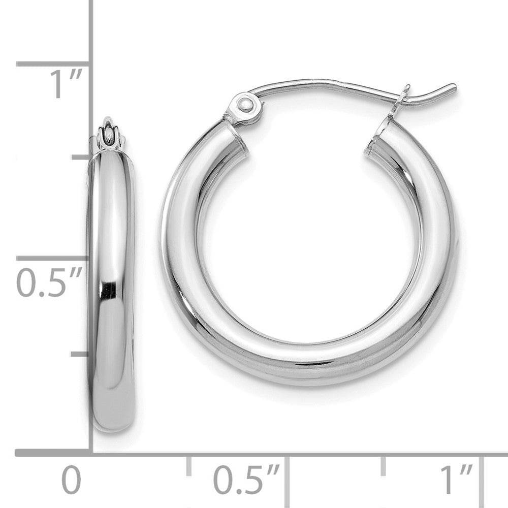 10K Weißgold Poliert 3mm Röhre Creolen