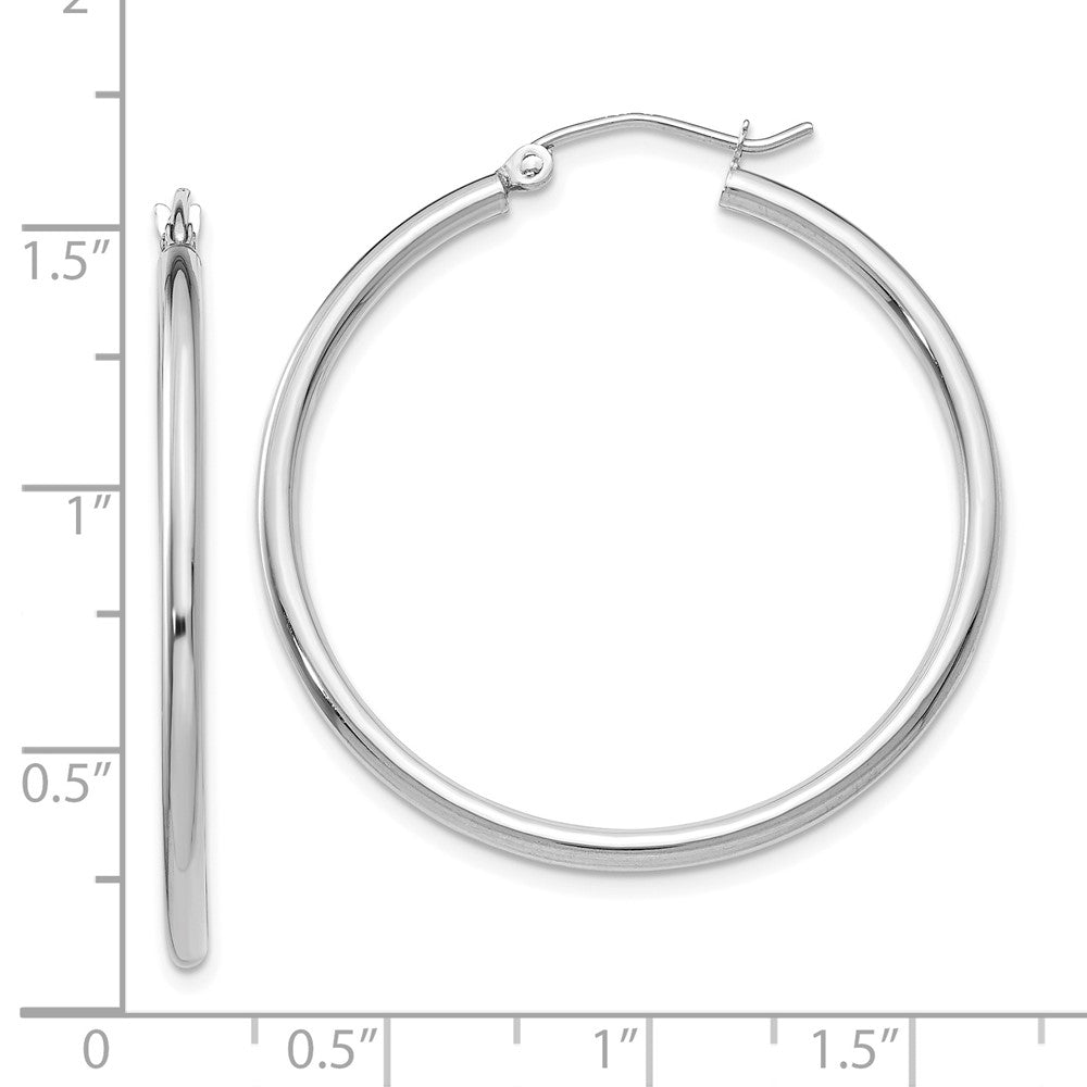10K Weißgold Poliert 2mm Röhre Creolen
