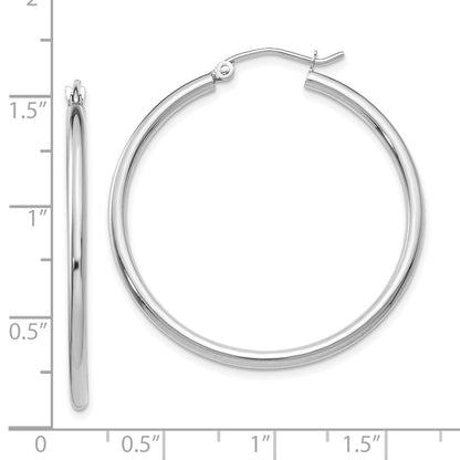 10K Weißgold Poliert 2mm Röhre Creolen