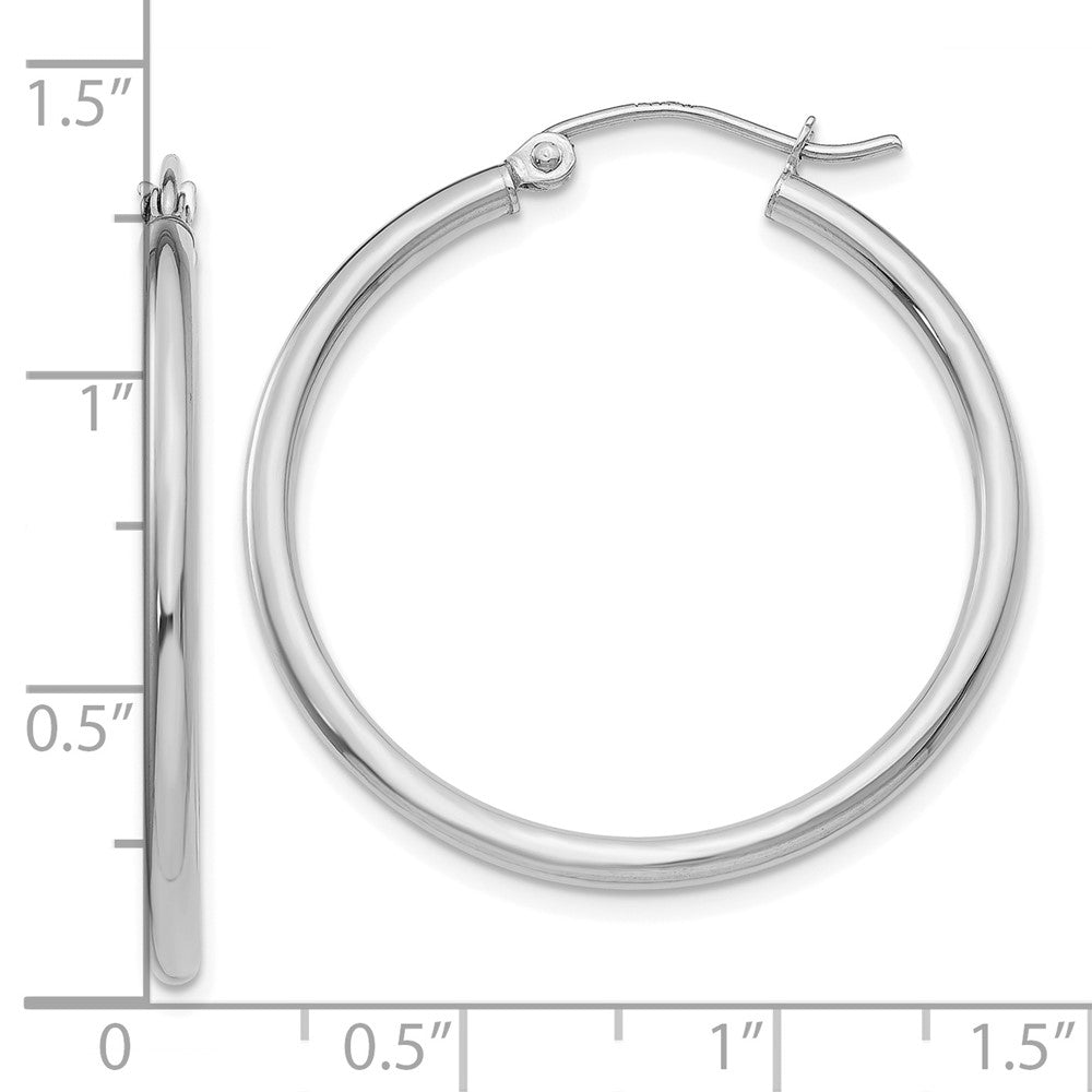 10K Weißgold Poliert 2mm Röhre Creolen