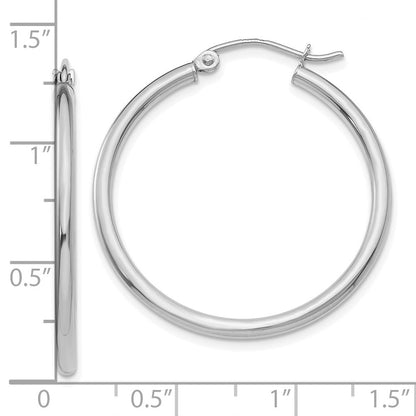 10K Weißgold Poliert 2mm Röhre Creolen