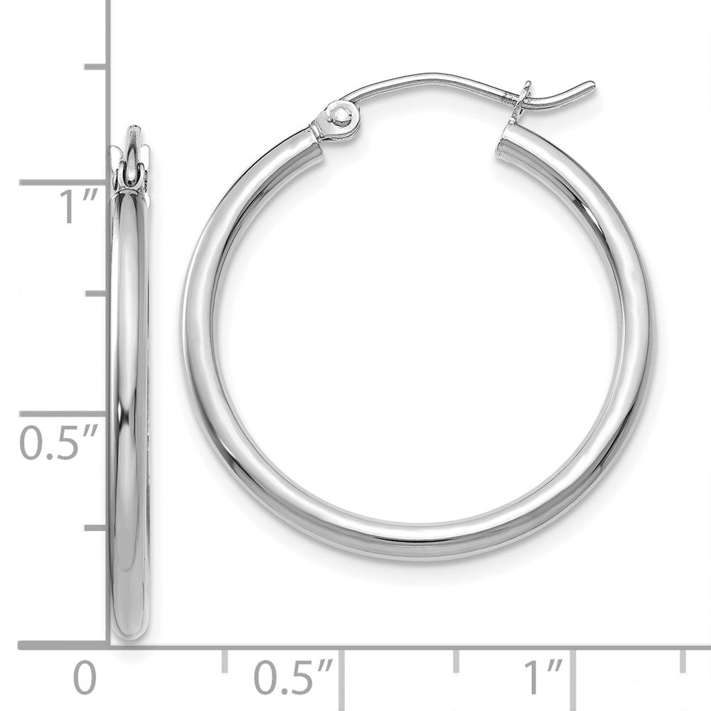 10K Weißgold Poliert 2mm Röhre Creolen