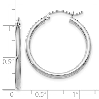 10K Weißgold Poliert 2mm Röhre Creolen