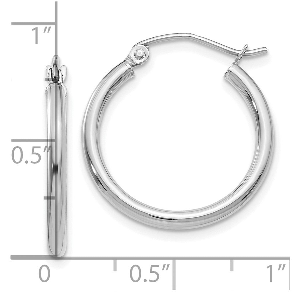 10K Weißgold Poliert 2mm Röhre Creolen