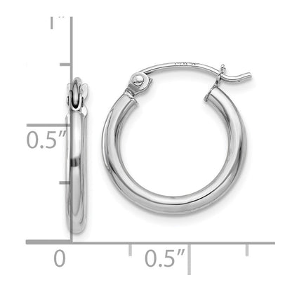 10K Weißgold Poliert 2mm Röhre Creolen