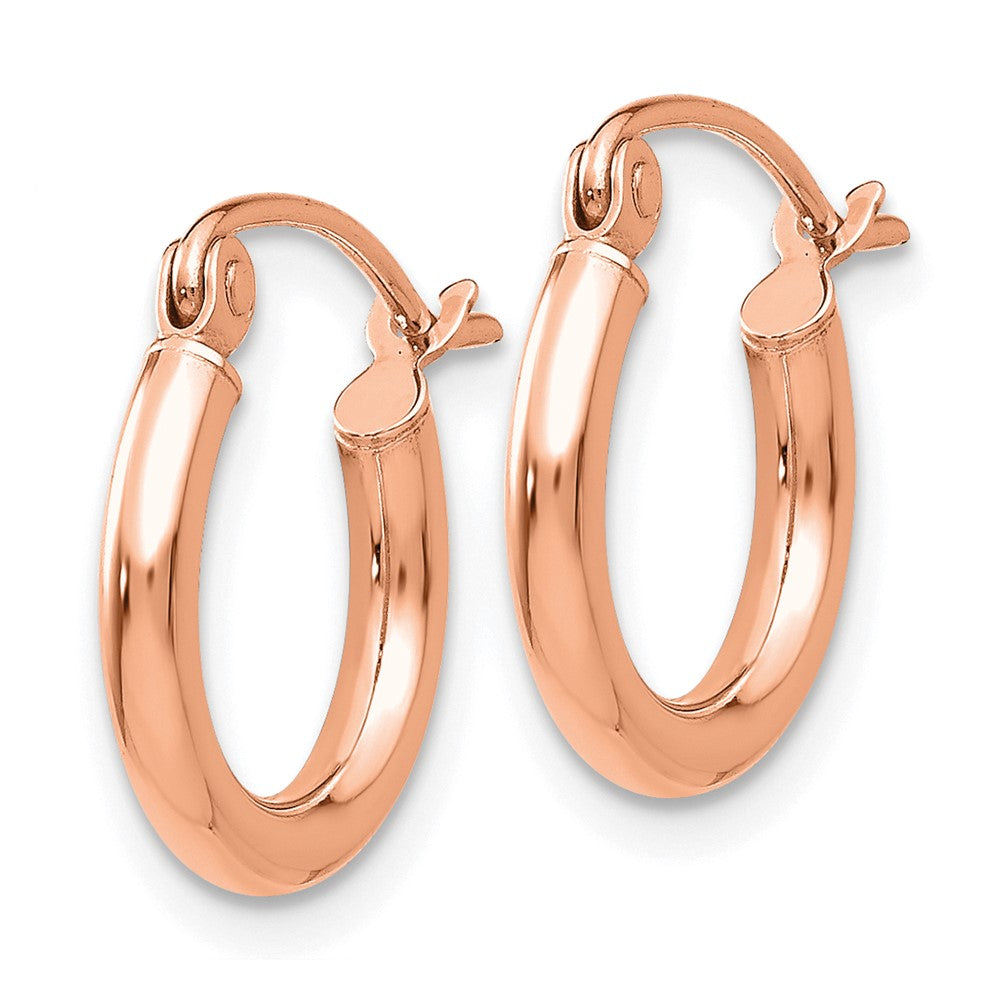 10K Roségold Poliert 2x12mm Leicht Röhre Creolen