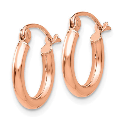 10K Roségold Poliert 2x12mm Leicht Röhre Creolen