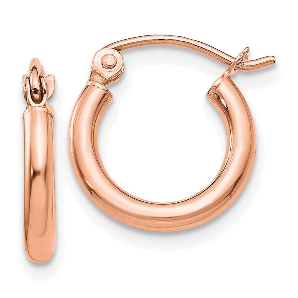 10K Roségold Poliert 2x12mm Leicht Röhre Creolen