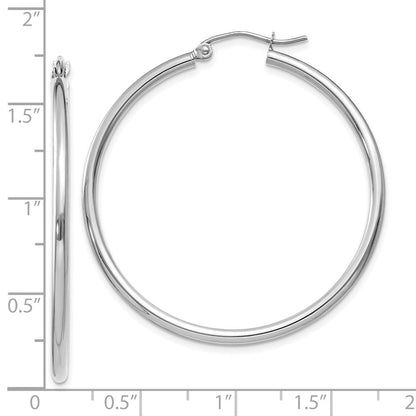 10K Weißgold Poliert 2mm Röhre Creolen