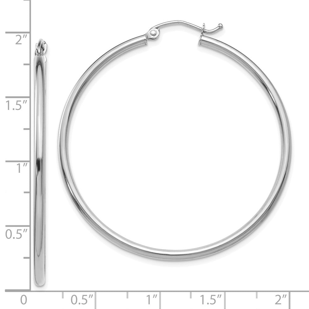 10K Weißgold Poliert 2mm Röhre Creolen