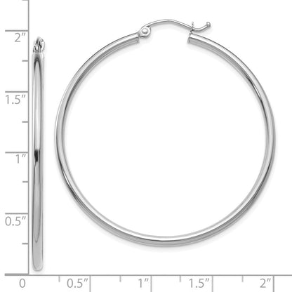 10K Weißgold Poliert 2mm Röhre Creolen