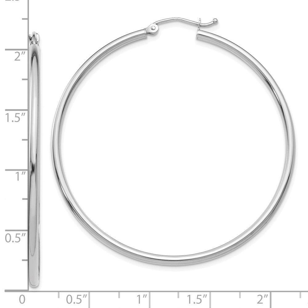 10K Weißgold Poliert 2mm Röhre Creolen