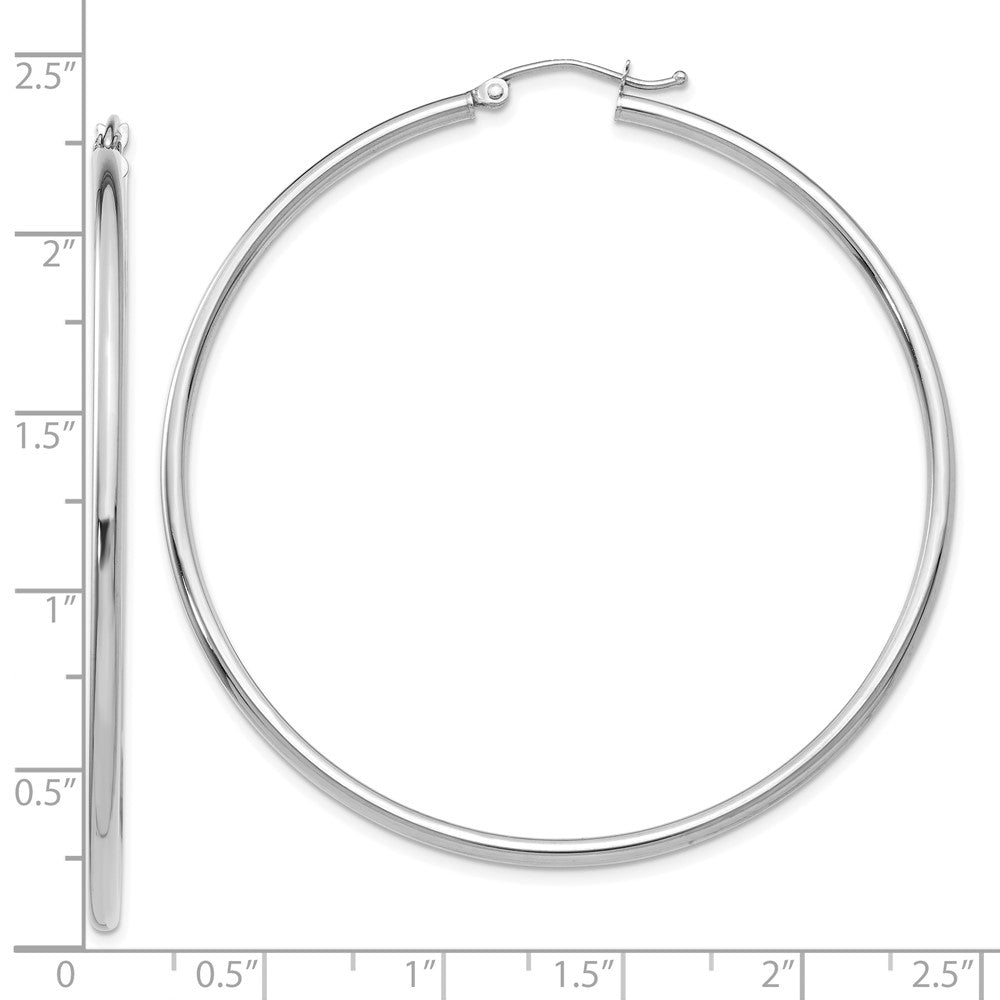 10K Weißgold Poliert 2mm Röhre Creolen
