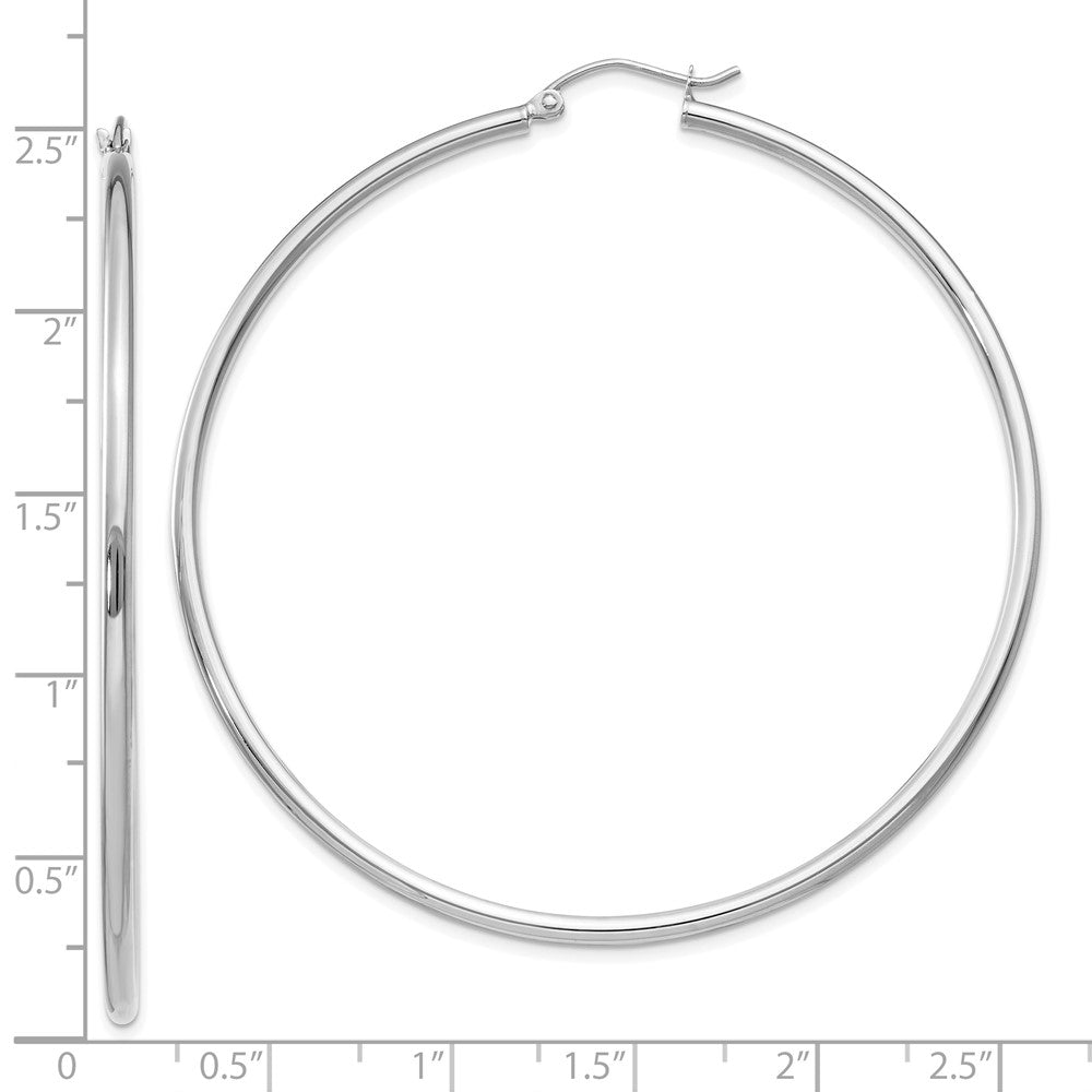 10K Weißgold Poliert 2mm Röhre Creolen