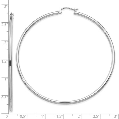 10K Weißgold Poliert 2mm Röhre Creolen