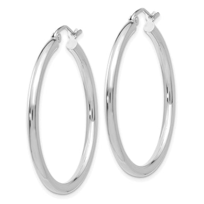 10K Weißgold Poliert 2.5mm Röhre Creolen