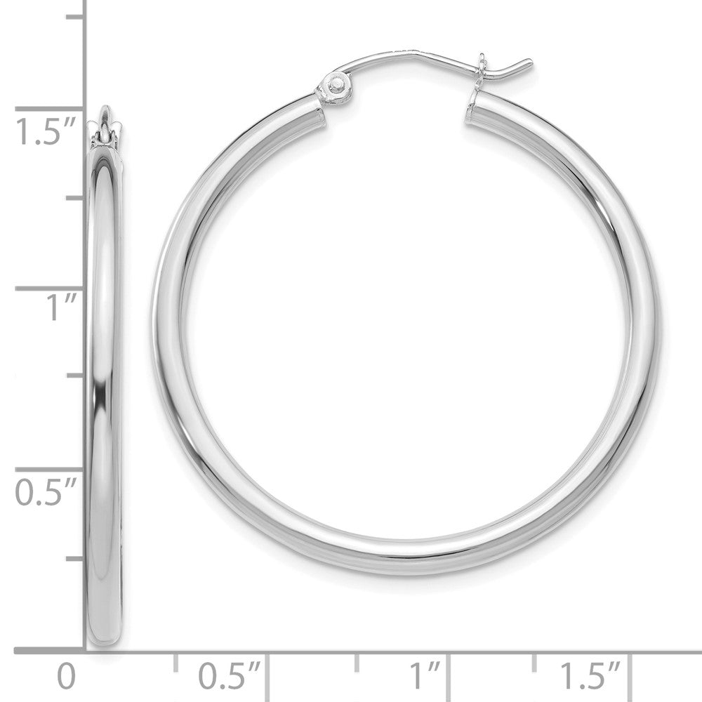 10K Weißgold Poliert 2.5mm Röhre Creolen