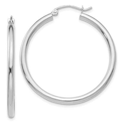 10K Weißgold Poliert 2.5mm Röhre Creolen