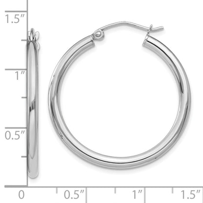 10K Weißgold Poliert 2.5mm Röhre Creolen
