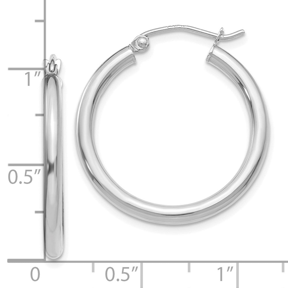 10K Weißgold Poliert 2.5mm Röhre Creolen