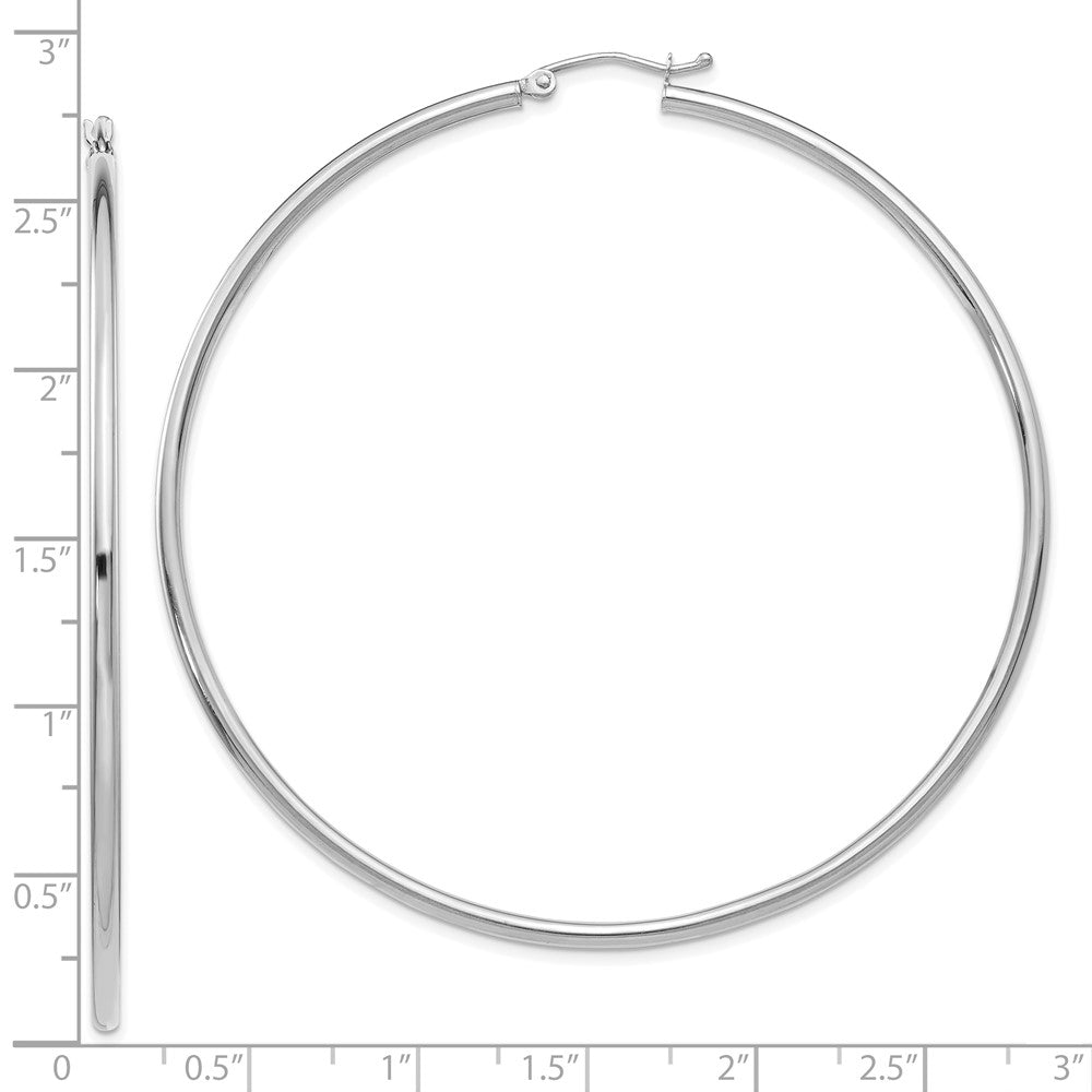 10K Weißgold 10K Poliert 2.5mm Leicht Röhre Creolen