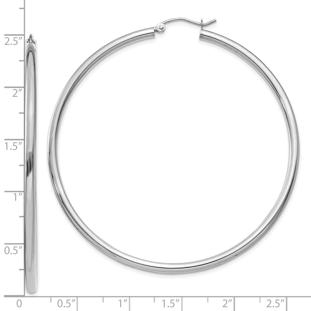 10K Weißgold 10K Poliert 2.5mm Leicht Röhre Creolen