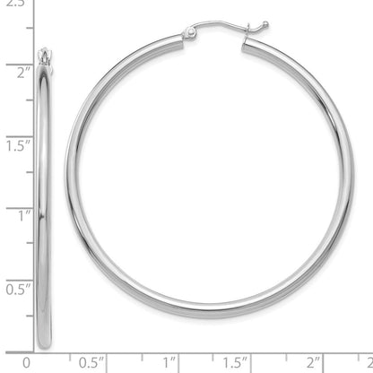10K Weißgold 10K Poliert 2.5mm Leicht Röhre Creolen