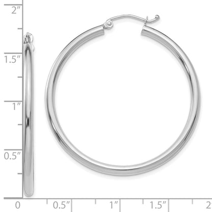 10K Weißgold 10K Poliert 2.5mm Leicht Röhre Creolen