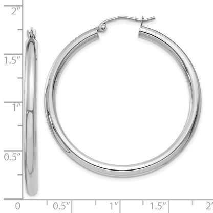 10K Weißgold Poliert 3mm Röhre Creolen