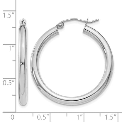 10K Weißgold Poliert 3mm Röhre Creolen