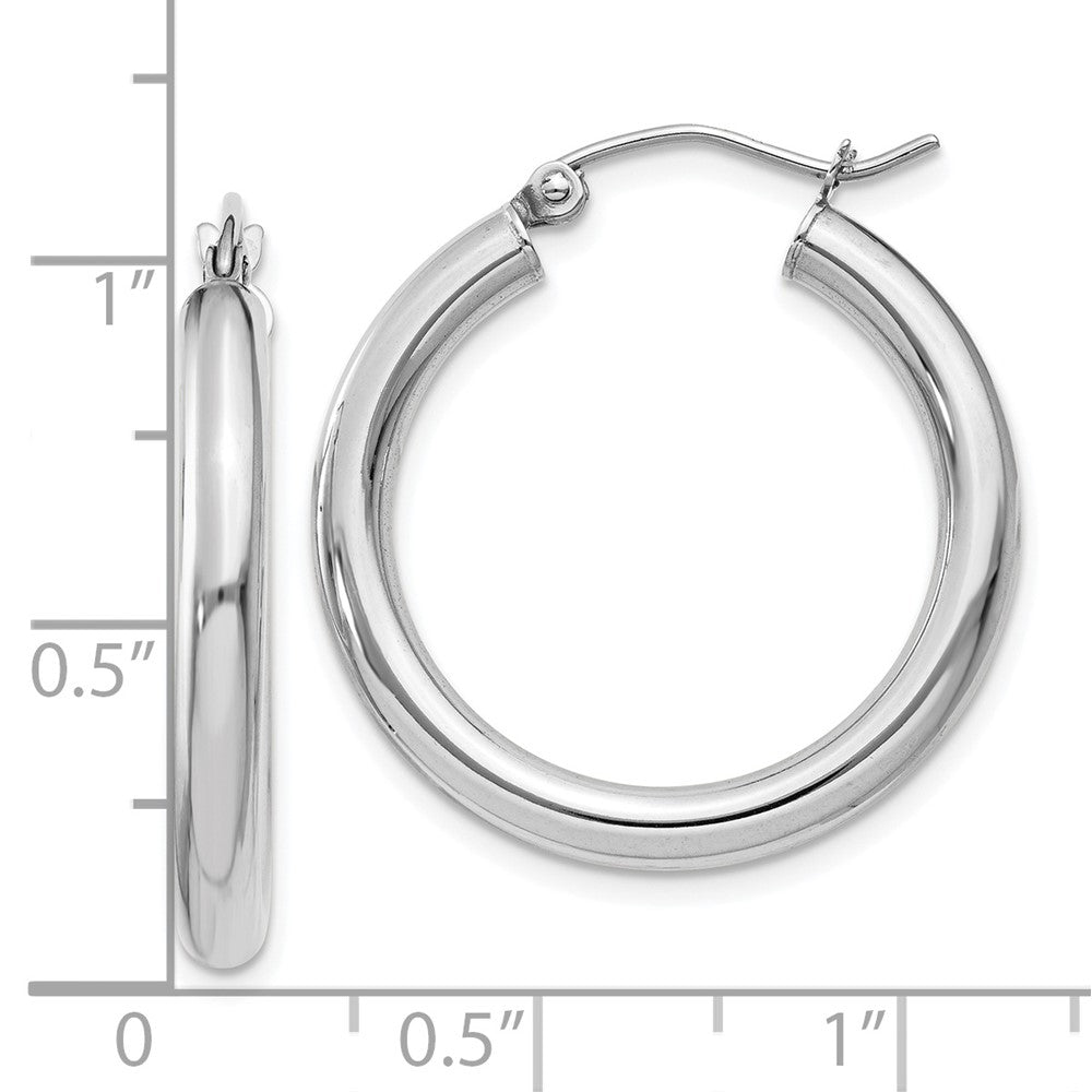 10K Weißgold Poliert 3mm Röhre Creolen