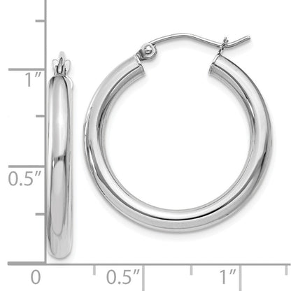 10K Weißgold Poliert 3mm Röhre Creolen