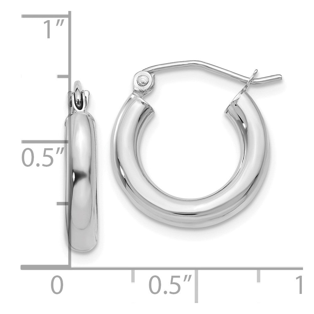 10K Weißgold Poliert 3mm Röhre Creolen