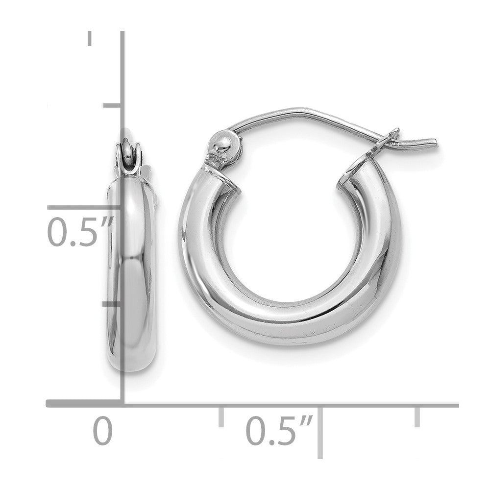 10K Weißgold Poliert 3mm Röhre Creolen