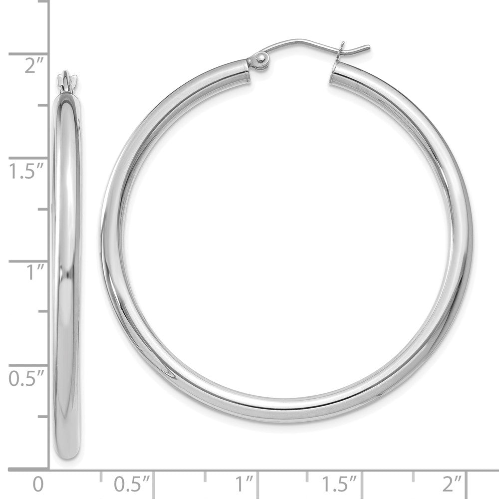 10K Weißgold Poliert 3mm Röhre Creolen