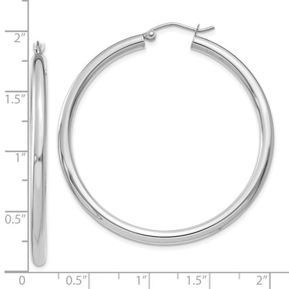10K Weißgold Poliert 3mm Röhre Creolen