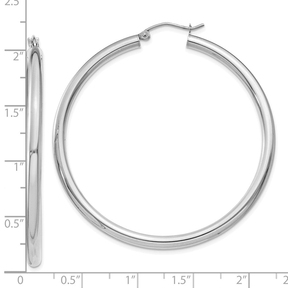 10K Weißgold Poliert 3mm Röhre Creolen