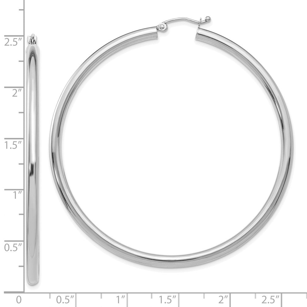 10K Weißgold Poliert 3mm Röhre Creolen