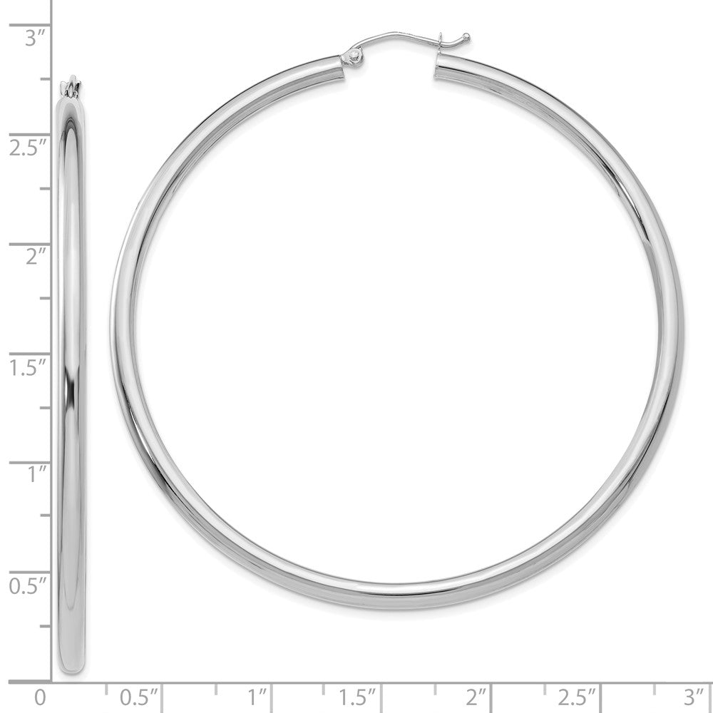 10K Weißgold Poliert 3mm Röhre Creolen