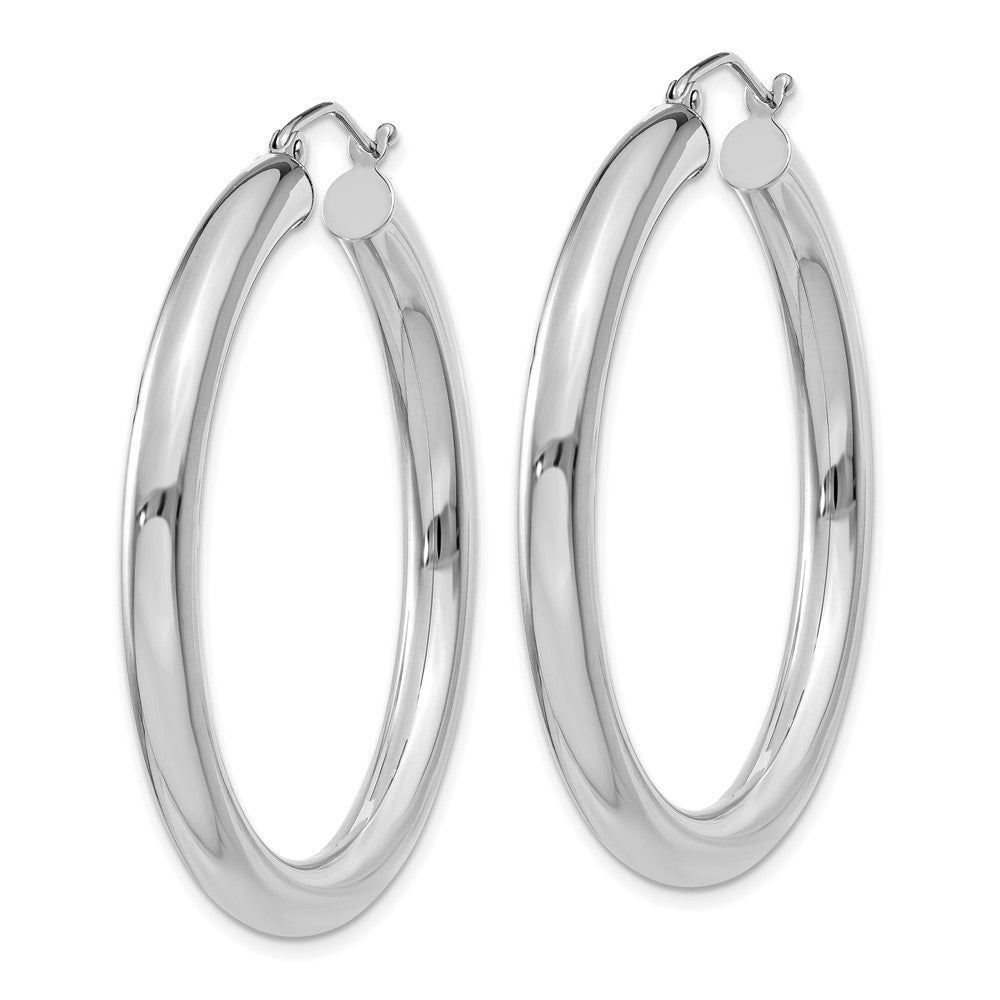 10K Weißgold Poliert 4mm Röhre Creolen