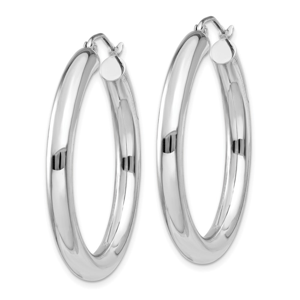 10K Weißgold Poliert 4mm Röhre Creolen