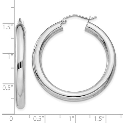 10K Weißgold Poliert 4mm Röhre Creolen