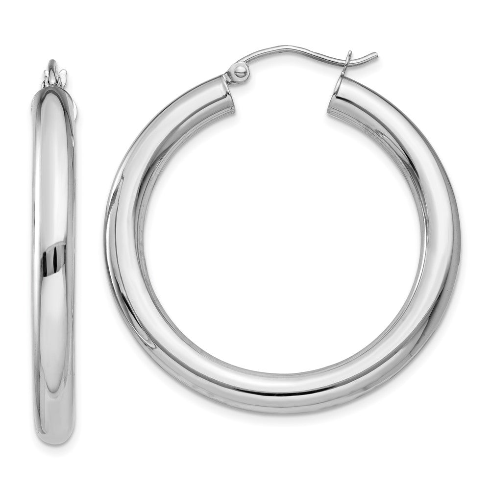 10K Weißgold Poliert 4mm Röhre Creolen