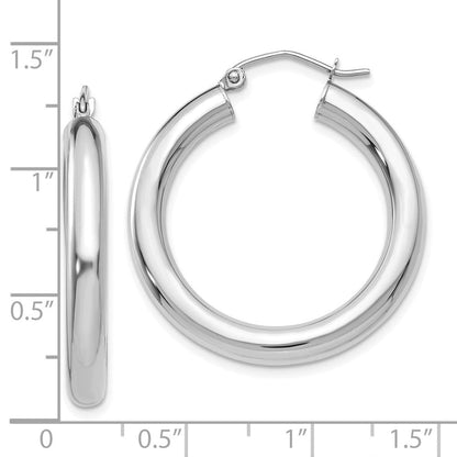 10K Weißgold Poliert 4mm Röhre Creolen