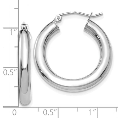 10K Weißgold Poliert 4mm Röhre Creolen