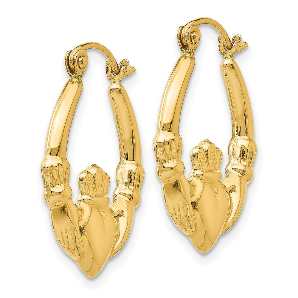 10K Gelbgold Poliert Claddagh Creolen