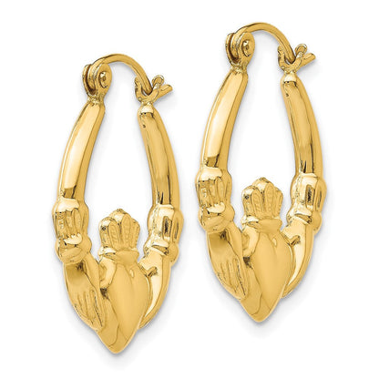 10K Gelbgold Poliert Claddagh Creolen