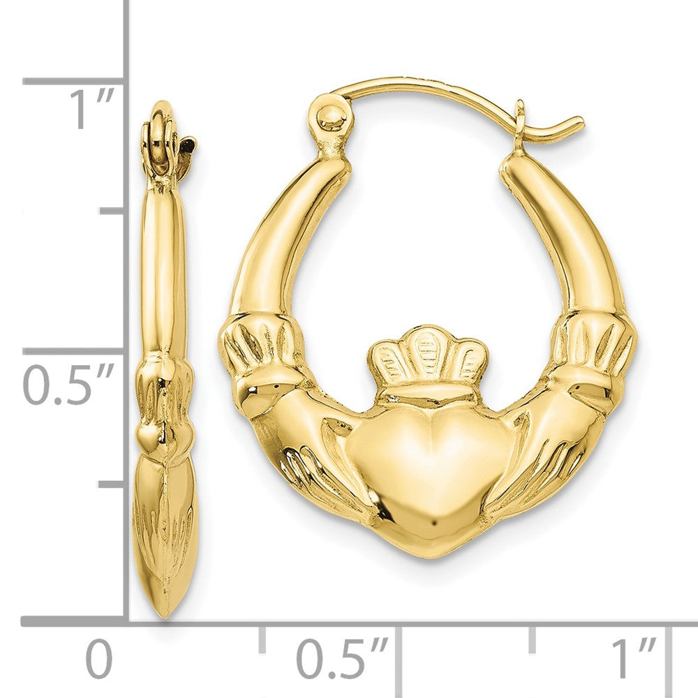 10K Gelbgold Poliert Claddagh Creolen